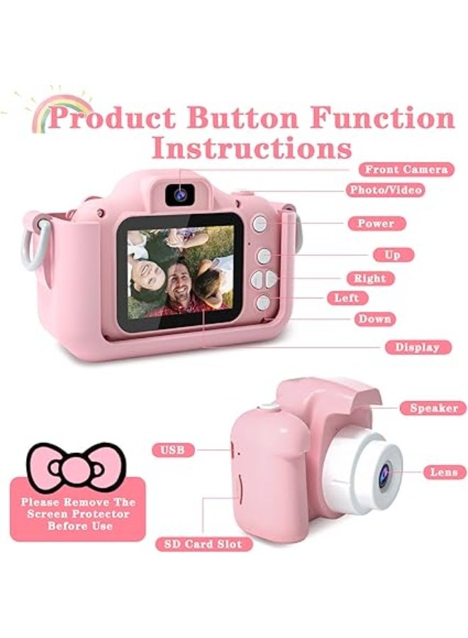 Kids Camera Toys for 3-12 Years Old Girls Children Digital Video Camera with Cute Silicone Cover Portable Child Unicorn Toy Birthday Gifts for Toddler Age 3 4 5 6 7 8 9 (Pink) - Image 2